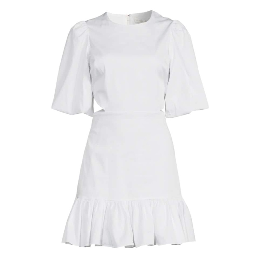 VERONICA BEARD Iker Puffed Sleeve Mini Dress in White Size 4
